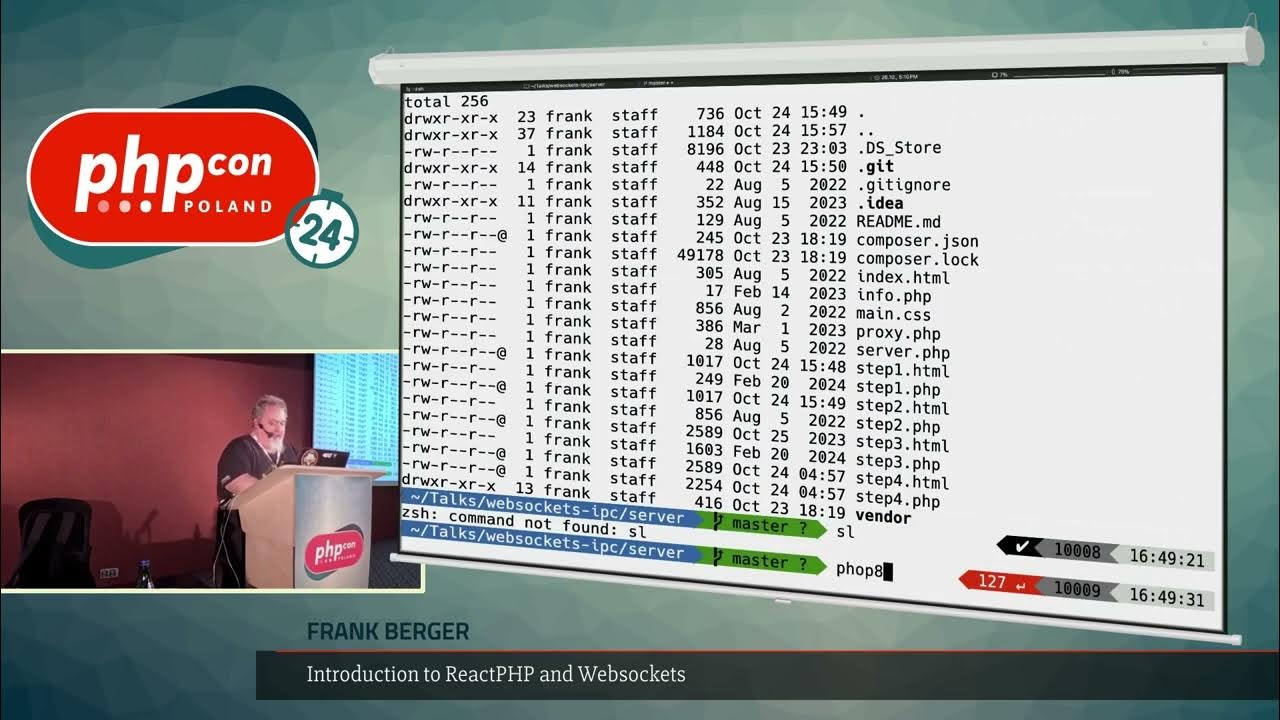 PHPConPoland's tweet card. Frank Berger: Introduction to ReactPHP and Websockets @ PHPConPL24