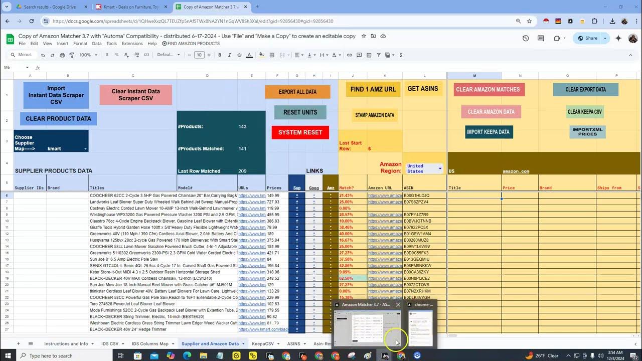 MarkTeach197376's tweet card. Using the ASIN Data Scraper with the Amazon Matcher Google Sheet