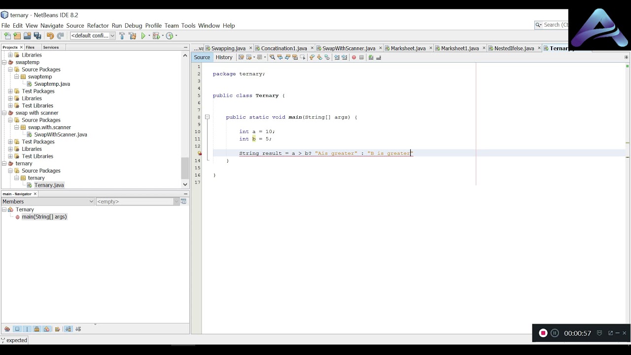 ATutoreal's tweet card. Ternary operators #Basicjava
