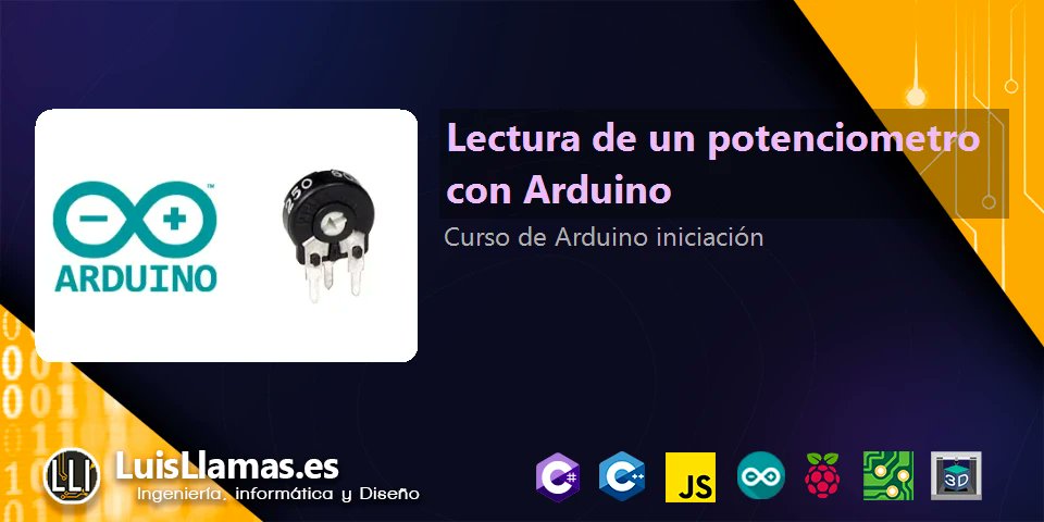 arduino_led's tweet card. En esta entrada aprendemos a leer el valor de un potenciómetro con Arduino, lo que nos permitirá introducir entradas analógicas fácilmente