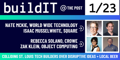 ObjectComputing's tweet card. Once a month, BuildIT is colliding St. Louis tech builders over disruptive ideas & local beers at the Post in Downtown STL