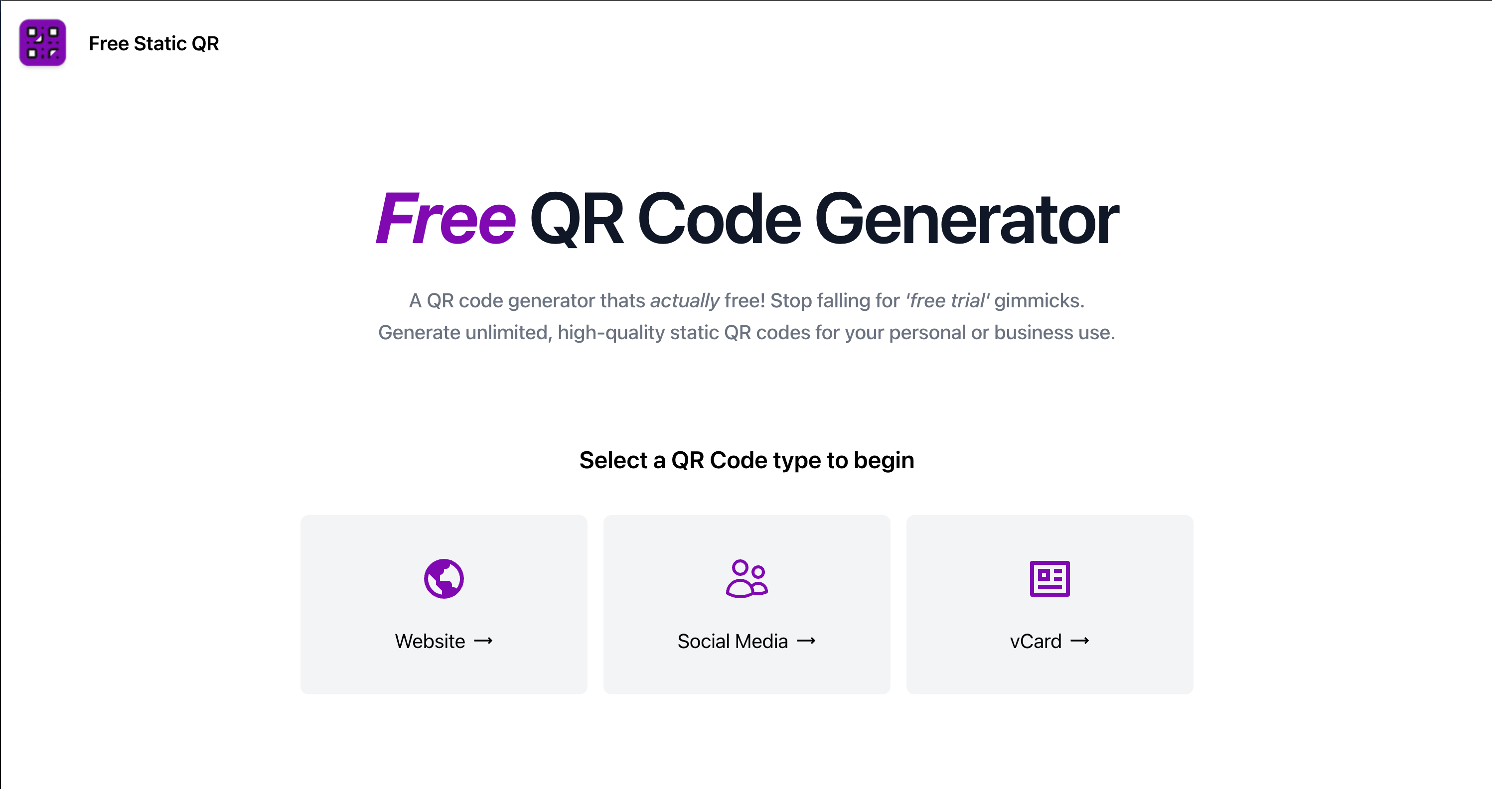 artsycoder533's tweet card. A QR code generator thats actually free! Stop falling for free trial gimmicks. Generate unlimited, high-quality static QR codes for your personal or business use.