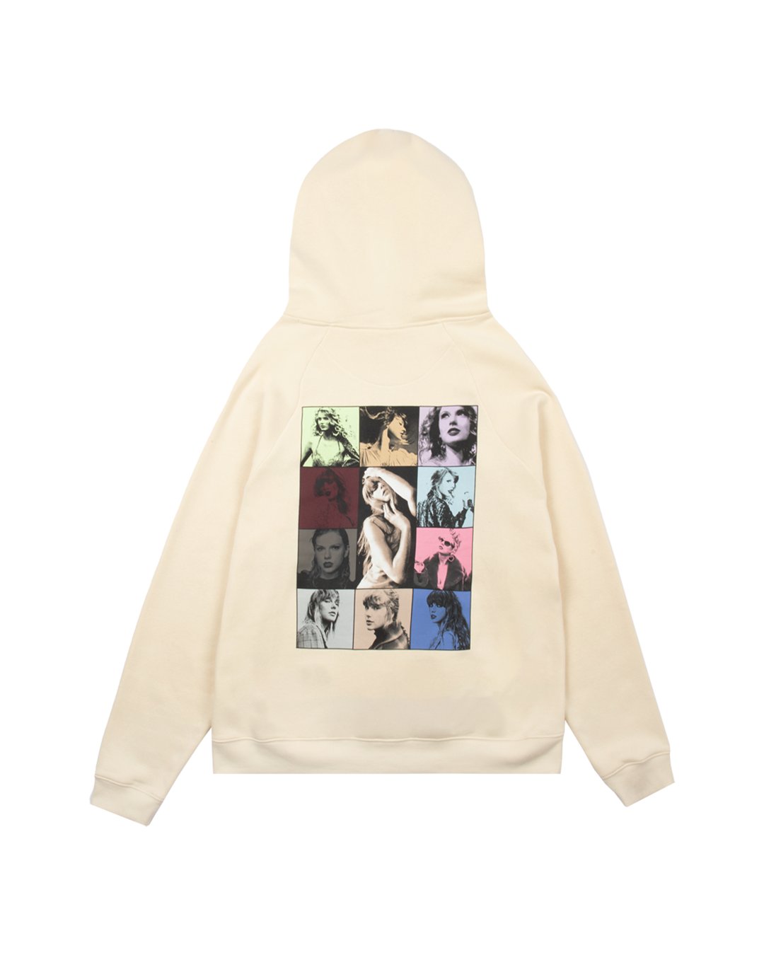 tmwb_overflow's tweet card. Beige hoodie with front pocket featuring "Taylor Swift The Eras Tour" printed on front with photos of Taylor Swift printed on back. Oversized fit.80% cotton, 20% polyesterLimit 10 per order.Taylor...