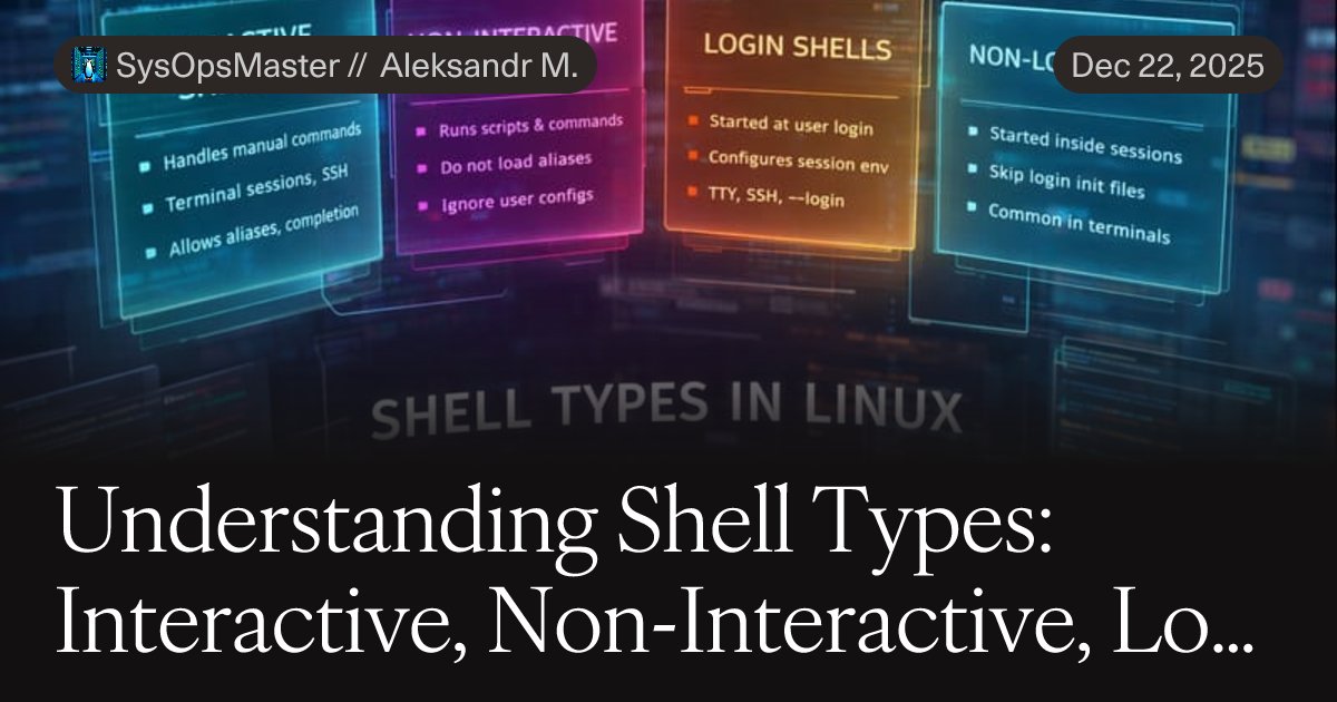 ops_sys15369's tweet card. Shell behavior in Linux often feels inconsistent — configuration files load sometimes, aliases work here but not there, environment variables mysteriously disappear. In most cases, the problem isn’t...