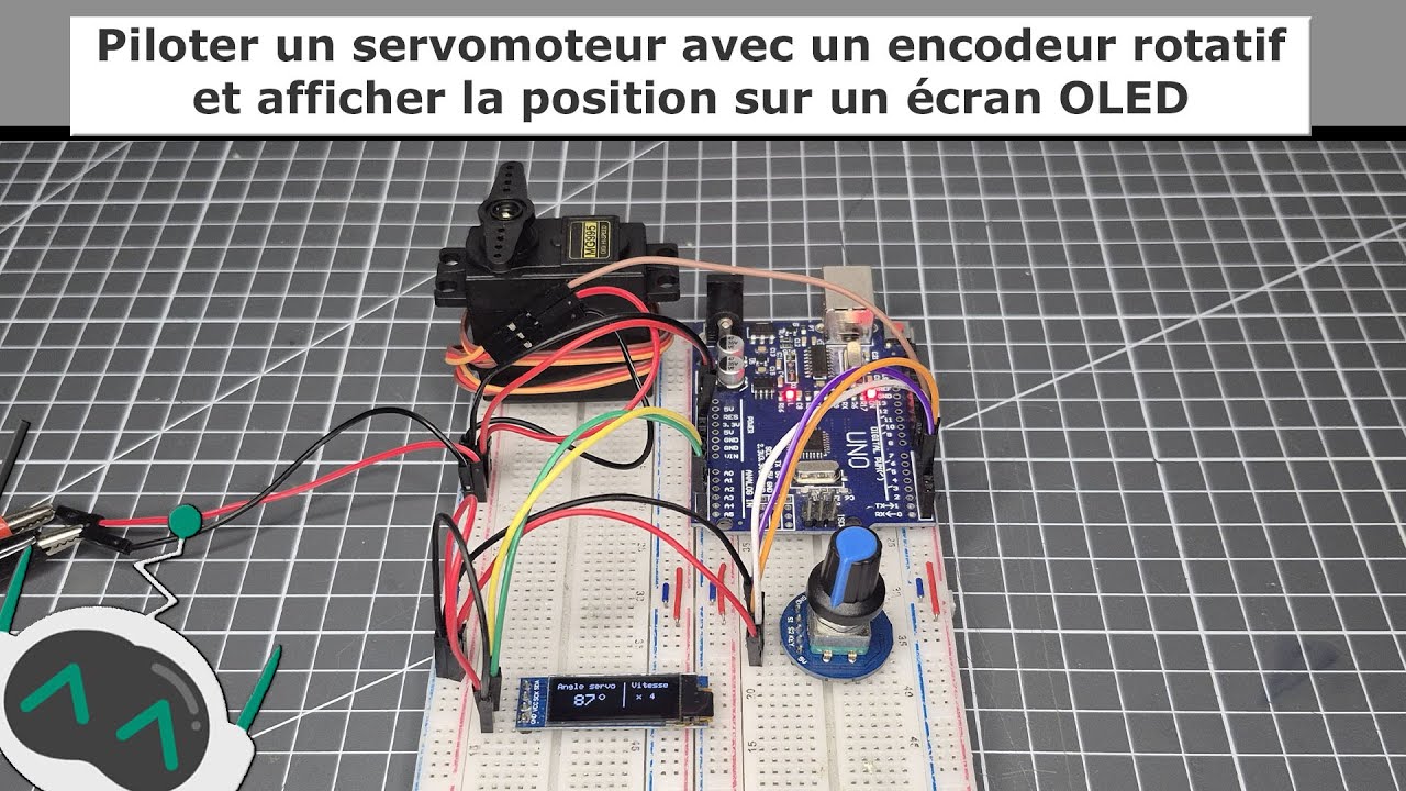 Projetsduino's tweet card. Piloter un servomoteur avec un encodeur rotatif et afficher la...