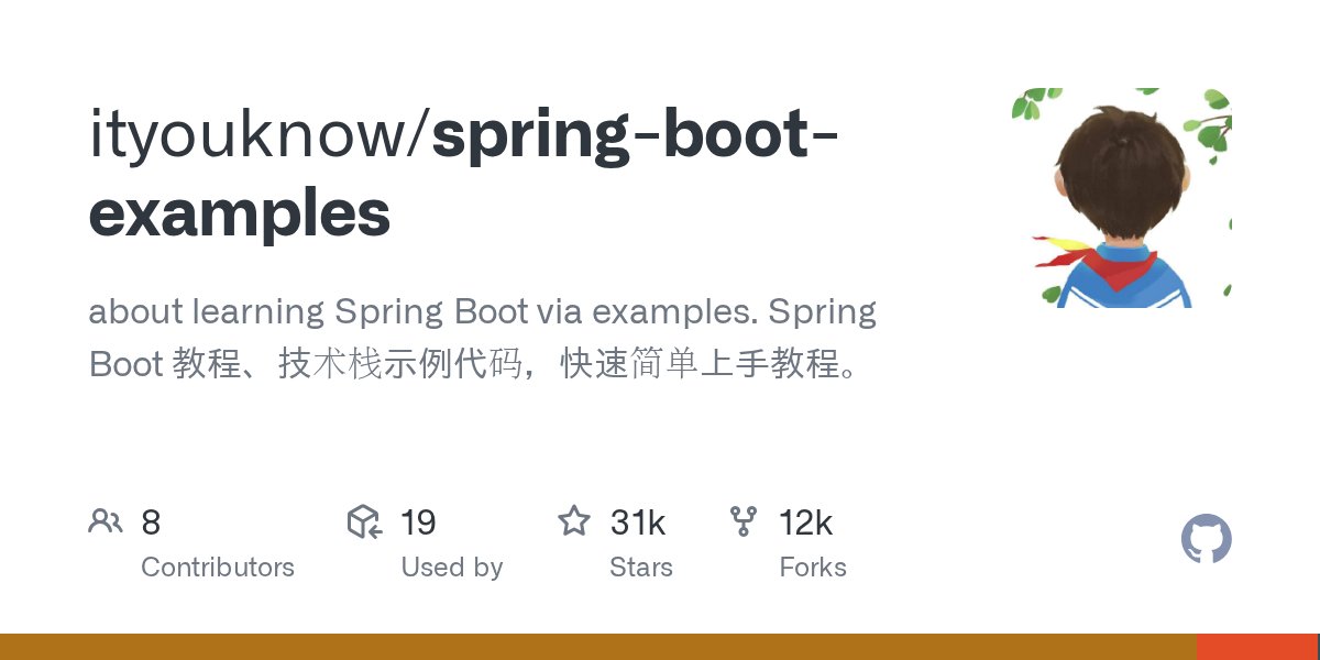 firozkhxn_'s tweet card. about learning Spring Boot via examples. Spring Boot 教程、技术栈示例代码，快速简单上手教程。 - GitHub - ityouknow/spring-boot-examples: about learning Spring Boot via examples. Spring Boot 教程、技术栈示例代码，快速简单上手教程。