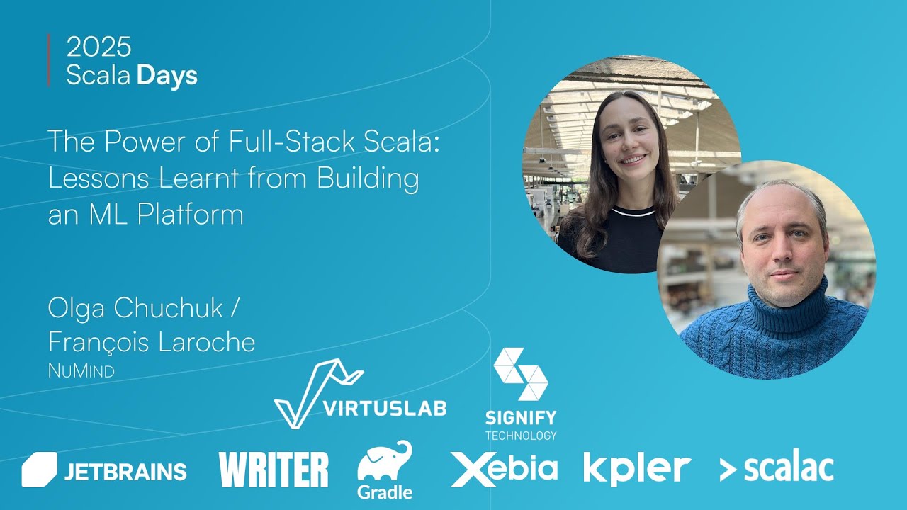 scaladays's tweet card. The power of full stack Scala: lessons learnt from building an ML...