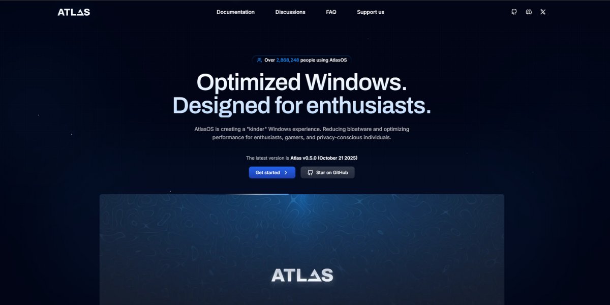 PwrUsr's tweet card. AtlasOS is an optimized version of Windows, designed for enthusiasts and gamers. Experience faster performance, better privacy, and enhanced gaming capabilities.