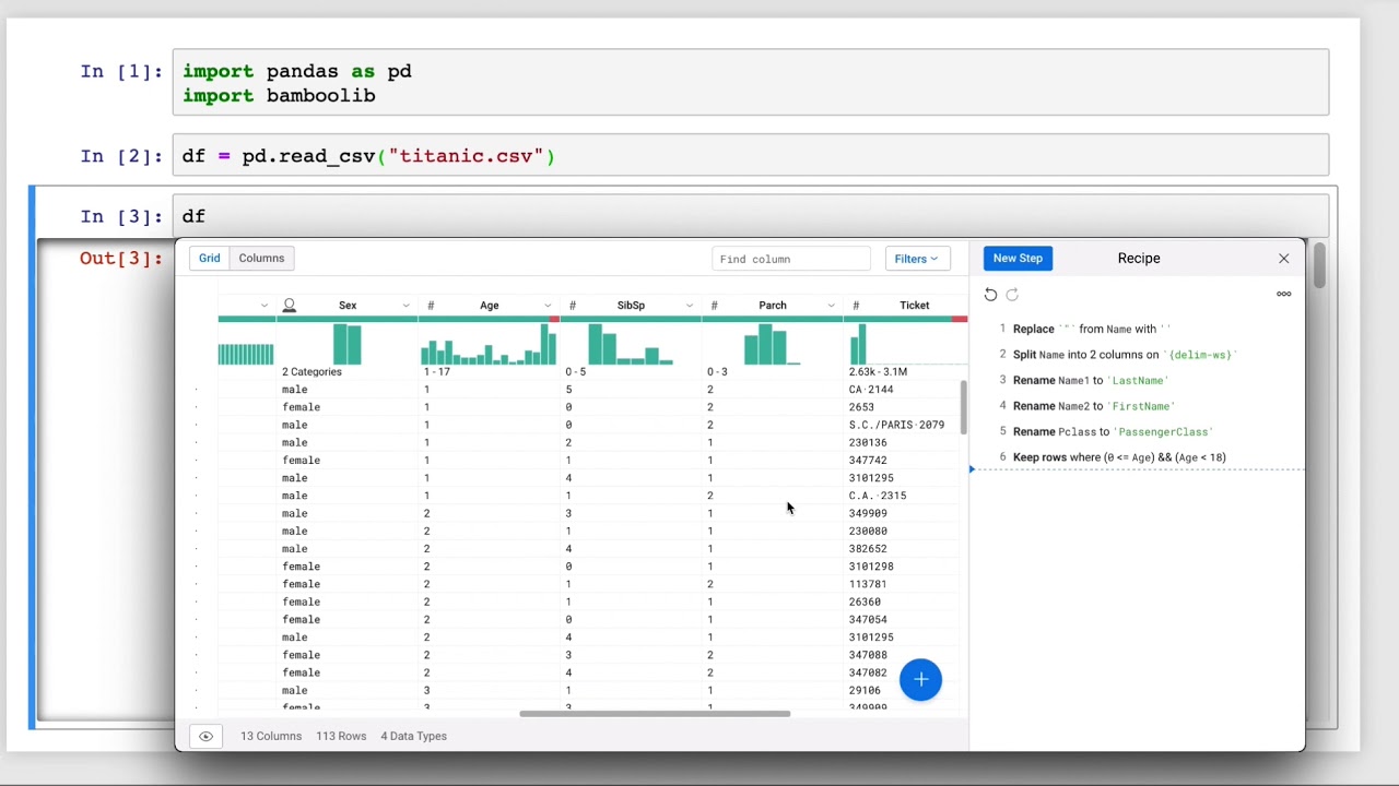 bamboolib_'s tweet card. Product vision of bamboolib - a GUI for pandas. Stop googling pandas...