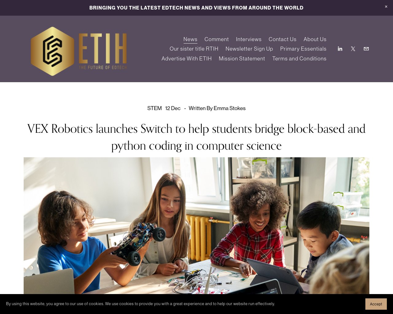 managetech_inc's tweet card. ビジュアルプログラミングからテキストベースのコーディングへの移行を容易にするための機能が設計されている。 ブロ