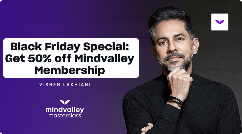 iOnlineCourses's tweet card. Mindvalley Black Friday Sale is live now with 50% Discount. Join the mindvalley membership now and save big.