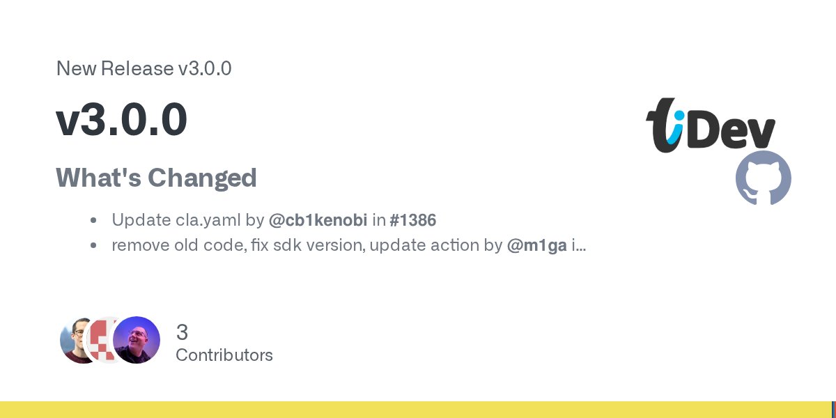 TitaniumSDK's tweet card. What's Changed Update cla.yaml by @cb1kenobi in #1386 remove old code, fix sdk version, update action by @m1ga in #1421 fix models length issue by @m1ga in #1420 chore: update Backbone & n...