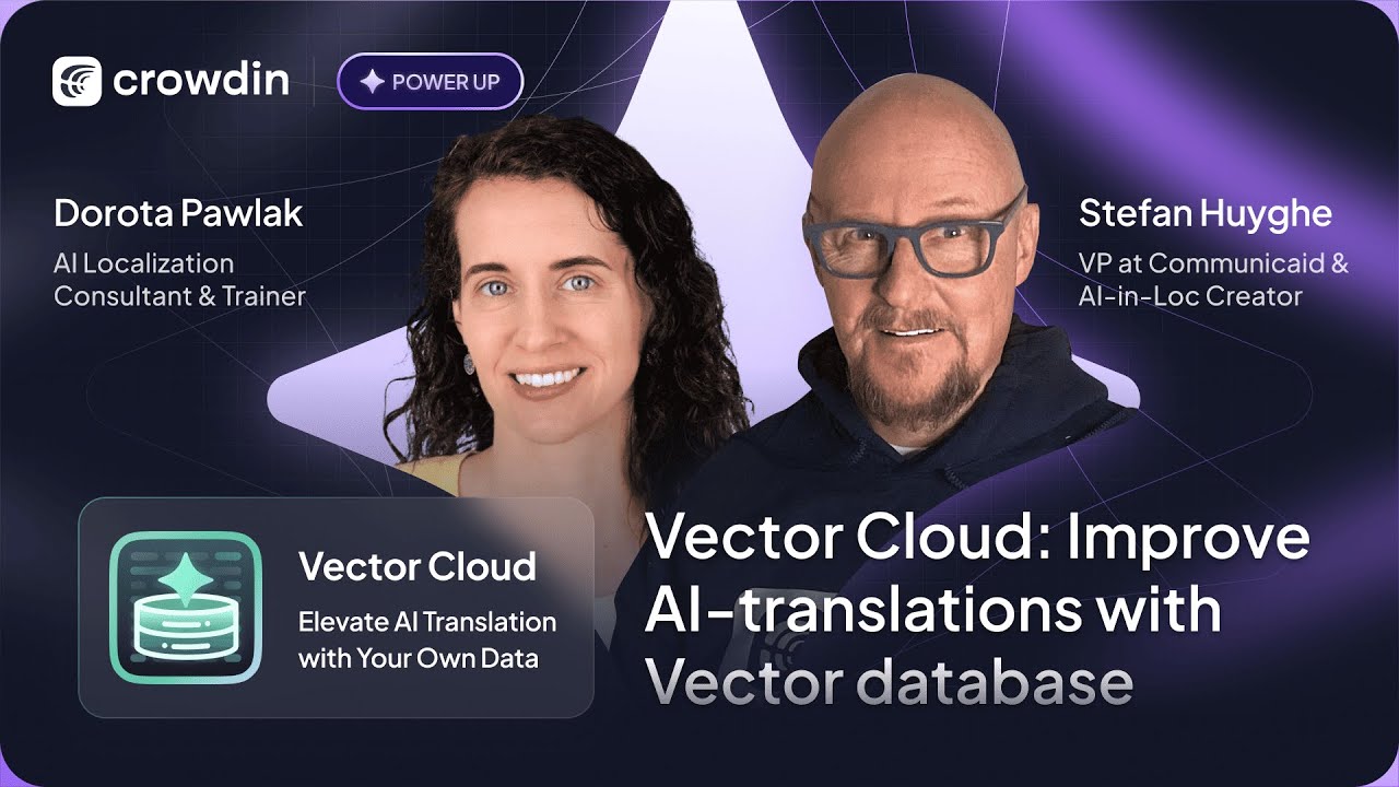 crowdin's tweet card. Crowdin Power Up: Vector Database for Contextual AI Translations
