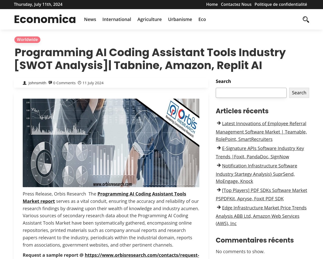 managetech_inc's tweet card. 要約: プログラミングAIコーディングアシスタントツール市場に関する報告書は、市場の概要を提供する。 2015