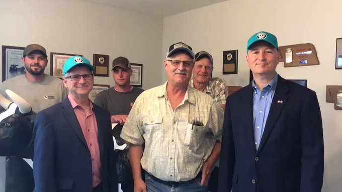 Nebraska Governor Ricketts and Department of Ag Director Wellman at Thiele Dairy near Clearwater Nebraska