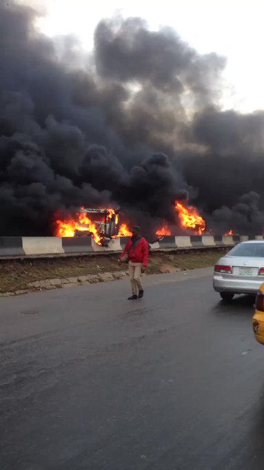 In Lagos Over 54 cars in flames as petrol tanker explodes at Berger