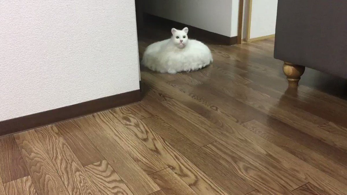 いやいやめっちゃ怖いんだけどｗｗ羊毛フェルトネコ＋ルンバはこわすぎｗｗ