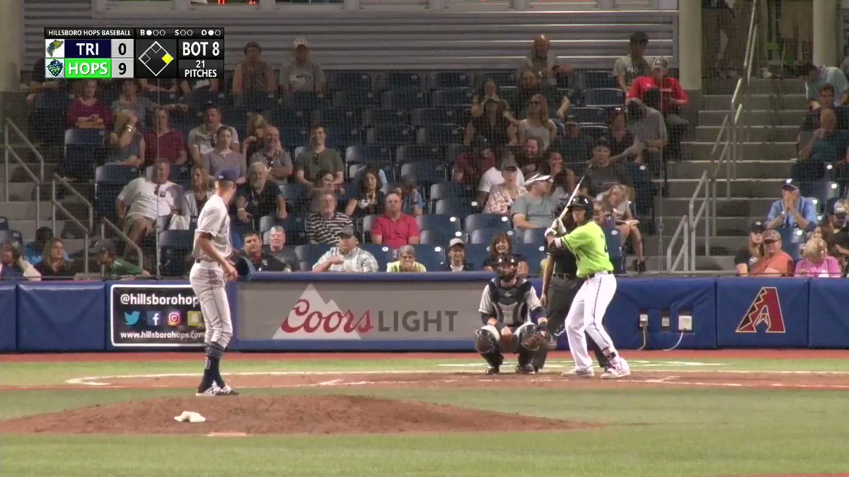 The left field fence is 325 feet. The estimated distance on this home run from @The_Rose_Petals was 427 feet, which means it cleared the fence by more than 100 feet.
#AllHoppedUp
