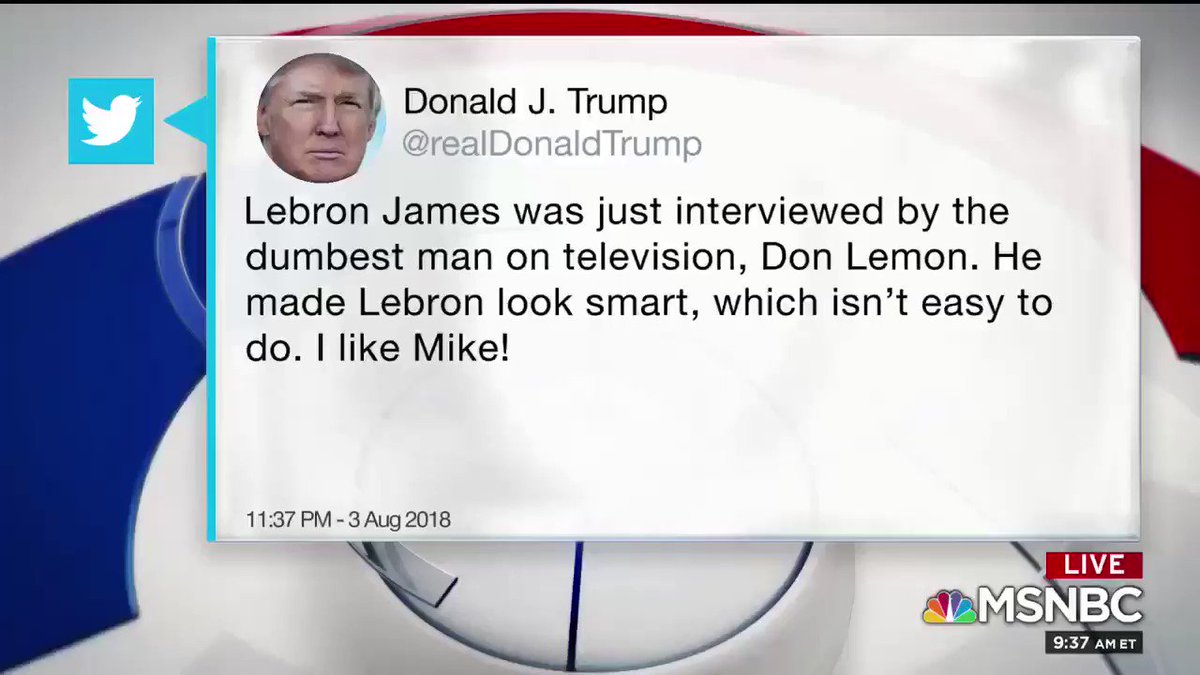 Wondering if @KingJames has an open enrollment at @IPROMISESchool. Perhaps @realDonaldTrump could take an ethics class on how to speak to human beings! More via my debut at @MSNBC today with @chueyburns @eugene_scott @alexwitt @davidgura
#LeBronJames #Trump