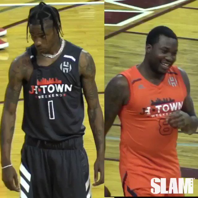 SLAM on X: Meek Mill and Travis Scott really #ActingUp at James Harden's  charity game 😂😂  / X