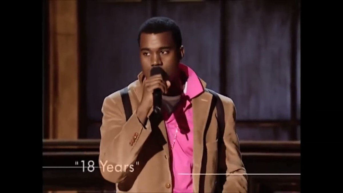Genius on X: pink-ass polos with a fuckin' backpack 🙏 kanye performing  18 years on 'def poetry jam' which later turned into the second verse of  gold digger 🐐  / X