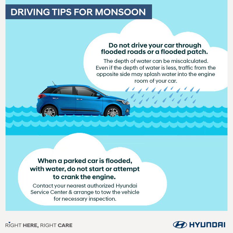 Hyundai India on X: Here are some tips that will help you to take care of  your car better this Monsoon season. Visit your nearest Hyundai service  centre for further support or