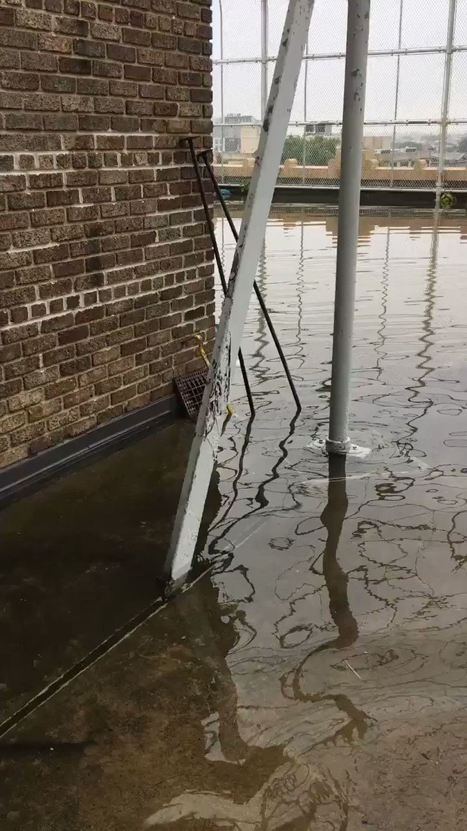 Major flooding, early dismissal, (controlled) cafeteria ceiling collapse at #phled’s Academy at Palumbo. Kids dismissed early. This was the scene on the roof today, from one staffer’s view.