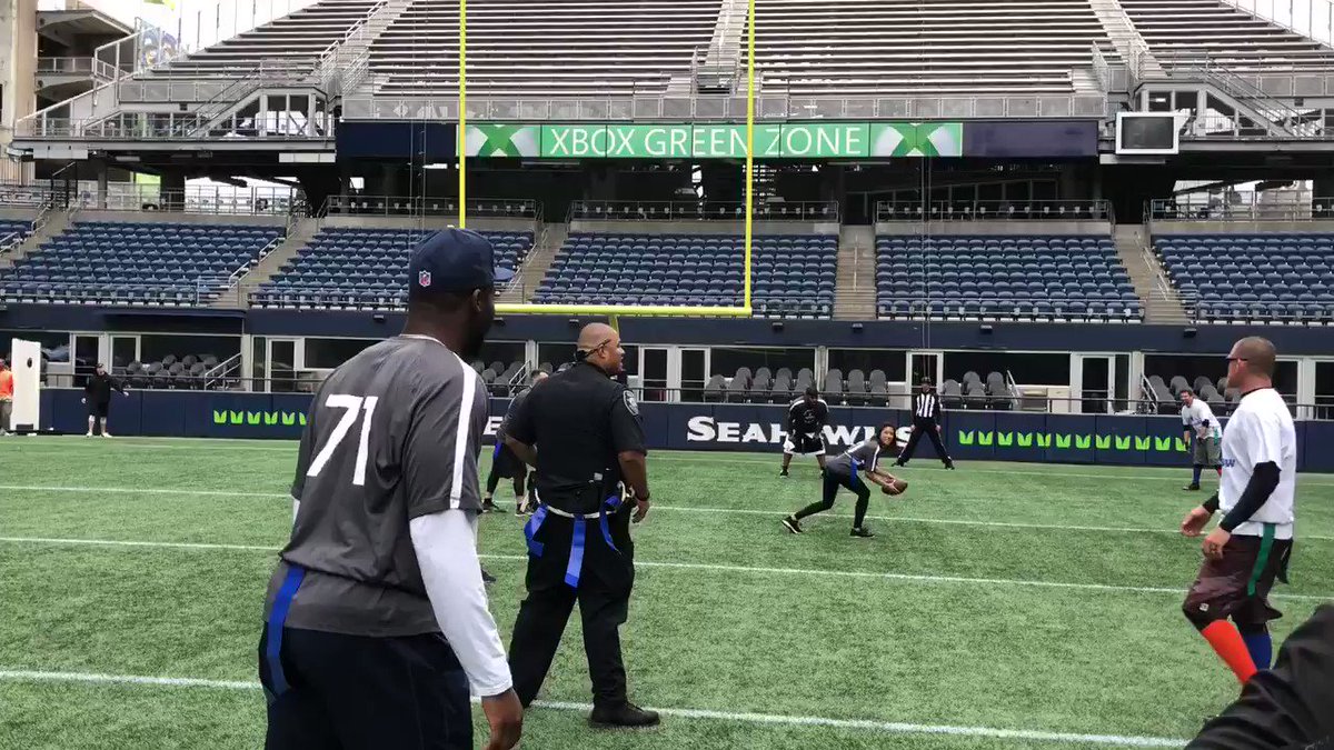 Put me in coach! Officer Tay GrayMcVey moves the ball downfield in the