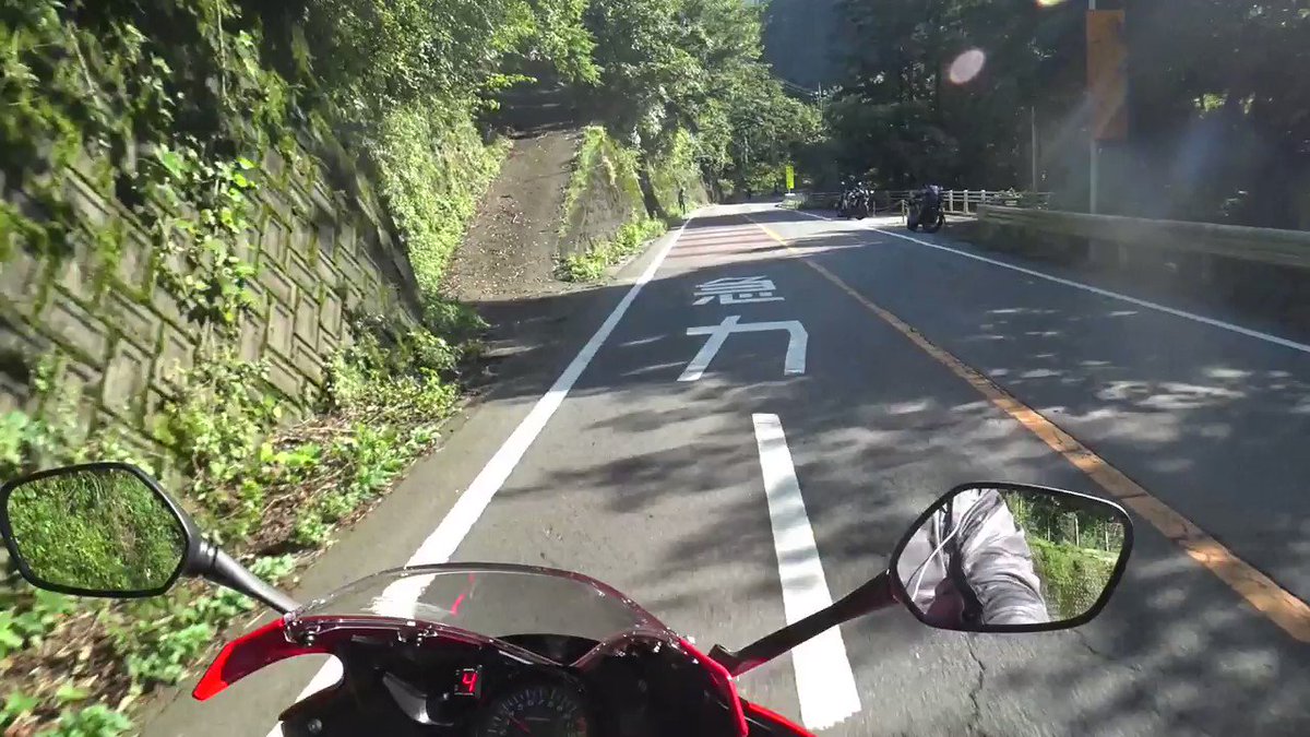 ブラインドコーナーでバイクが突っ込んだ　二次被害防止の交通整理