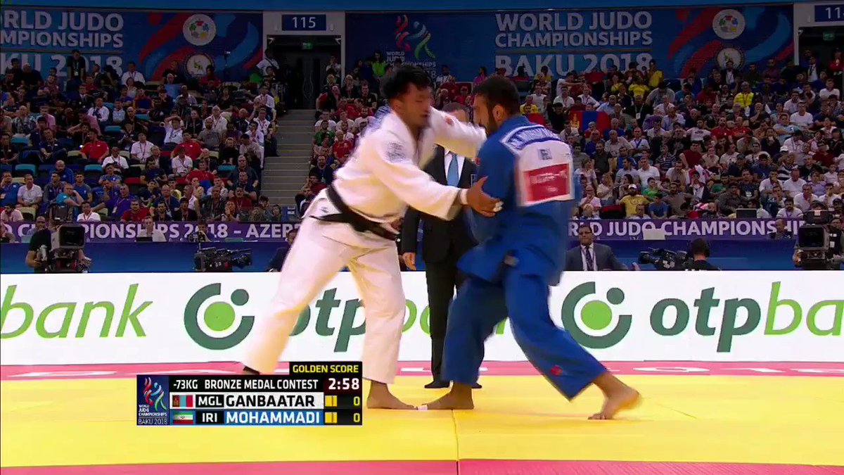 MOHAMMADI (IRI) throws GANBAATAR (MGL) with a beautiful piece of ashi-waza for -73kg world bronze! #JudoWorlds2018