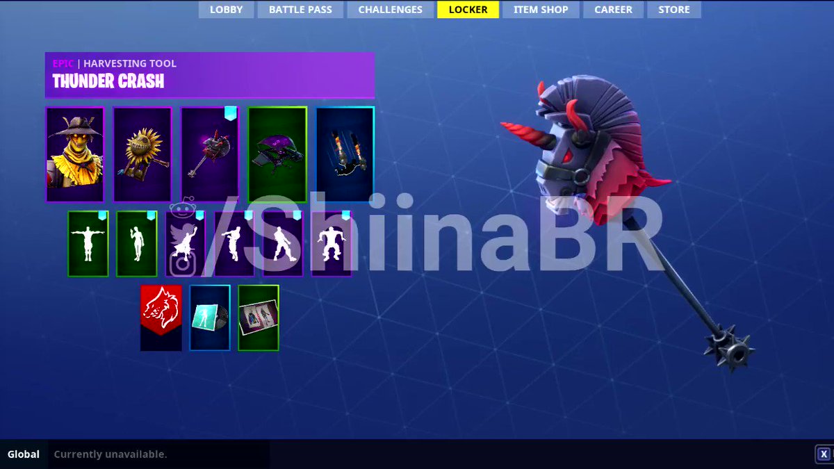 shiinabr fortnite leaks on twitter thunder crash pickaxe w dark glyph glider dark bomber cosmetics lightning thunderstorms set - fortnite thunder crash pickaxe