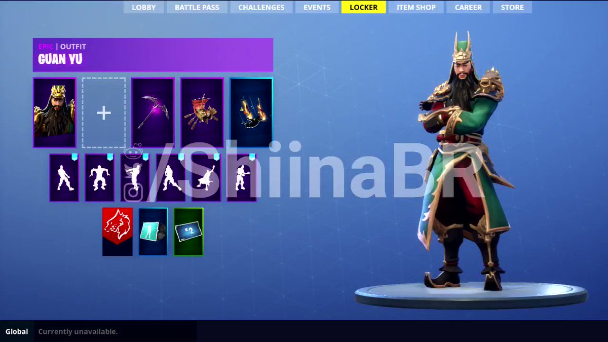shiinabr fortnite leaks on twitter guan yu skin w divine dragon glider guan yu set - guan yu fortnite skin release date
