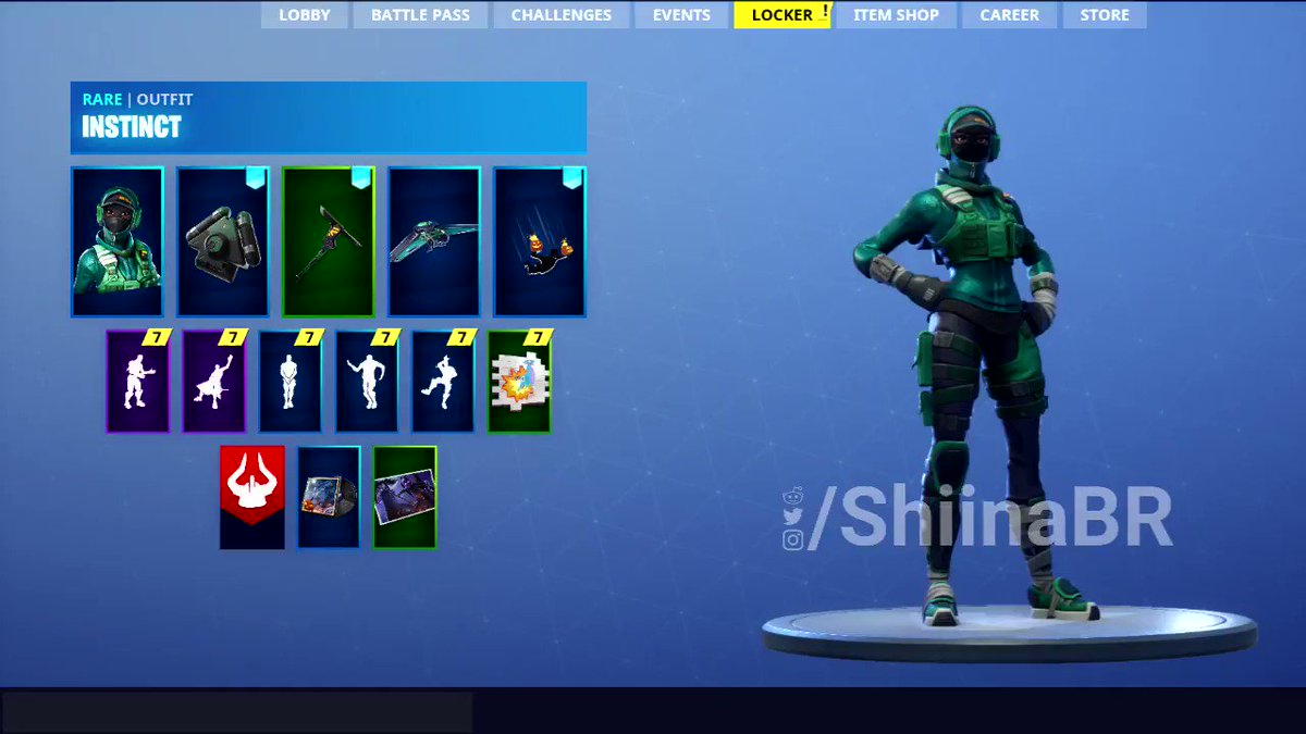 shiinabr fortnite leaks on twitter instinct skin w reaction tank back bling counterattack set - instinct fortnite skin