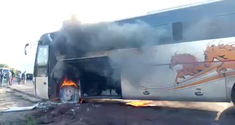 Image result for Images of Tahmeed Mombasa-bound bus caught fire in Manyani, Taita Taveta County