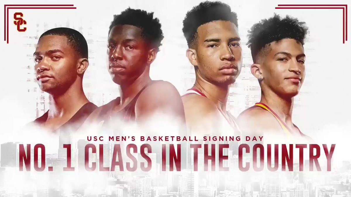 USC Trojans (@USC_Athletics) on Twitter photo 2018-11-15 03:25:09 Congratulations to @USC_Hoops on signing the No. 1 recruiting class in the nation for 2019! #FightOn Congratulations to @USC_Hoops on signing the No. 1 recruiting class in the nation for 2019! #FightOn