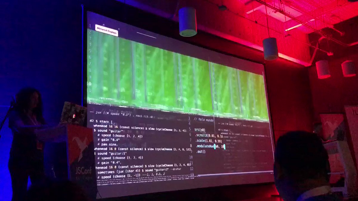 Brian Holt on X: OH MY GOD they're live coding the music and the  visualizations. @jsconfco t.cofBTkpjsHMP  X