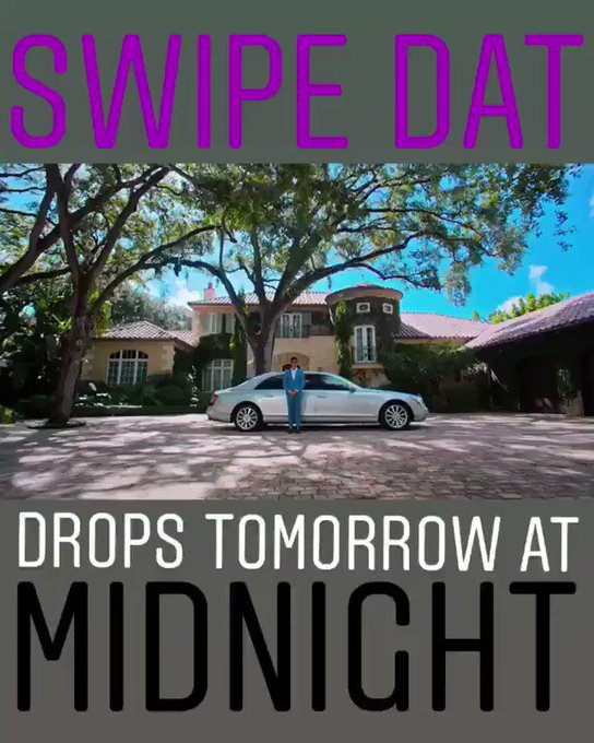 "Swipe Dat" drops tomorrow at midnight (EST) on all platforms. Music video drops 3 PM EST Monday! #SwipeDat<a href="/tag/swipedat"class="tags"><span>#swipedat</span></a>