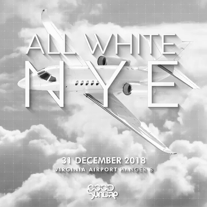 Tickets for the 1st Annual #AllWhiteNYE flight to 2019, boarding at Hangar 8 on the 31st Dec at Virginia Airport will be available from the 7th Dec #AllWhiteNYE2018 ✈️