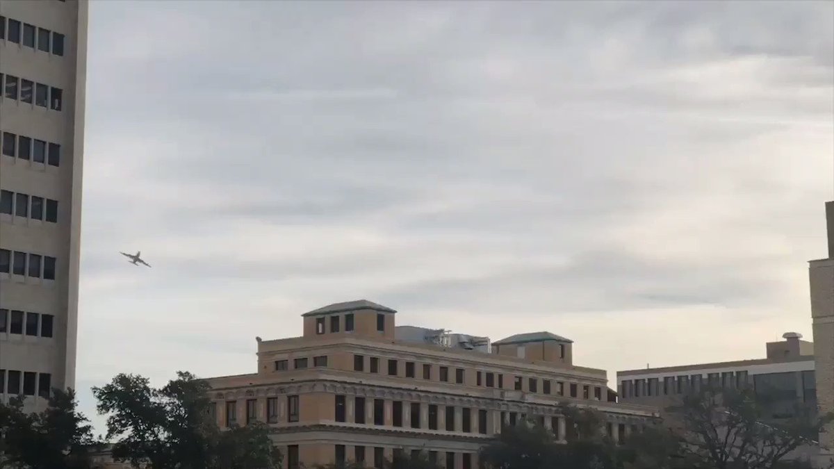 “Special Airlift Mission 41” performing a tribute flight over Texas A&M and the @Bush41Library to honor President George H.W. Bush. #Honoring41