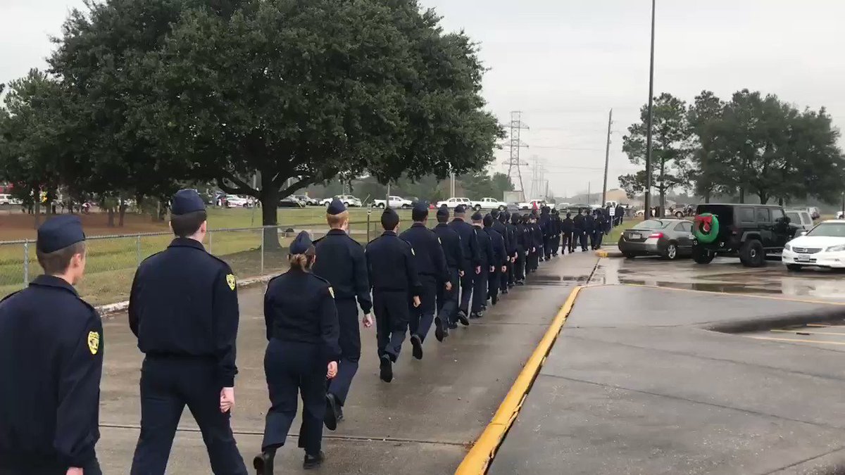 Our @KleinOak JROTC cadets are moving into position.