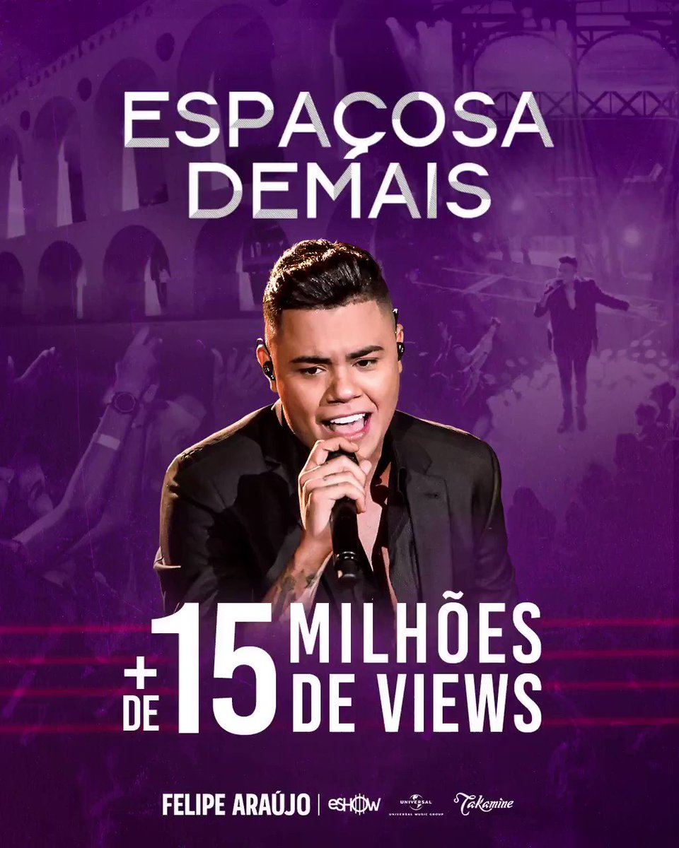 Mais uma notícia boa pro início da semana: Já são mais de 15 milhões de views no clipe #EspaçosaDemais, no @youtube! Vocês já tomaram meu coração e estão subindo pra cabeça. Obrigado galera! ❤ #FelipeAraújo #EspaçosaDemais