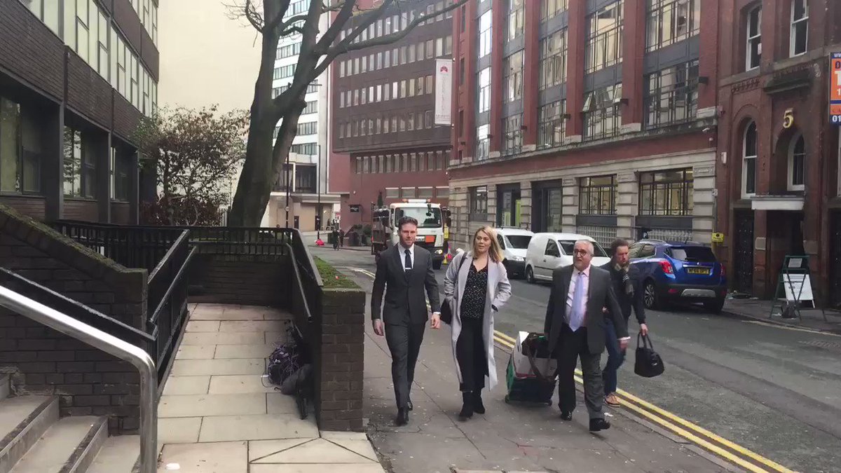 Ex GB sprint cyclist Jess Varnish arrives for landmark discrimination case employment tribunal in Manchester accompanied by fiancée & former BMX champ Liam Phillips