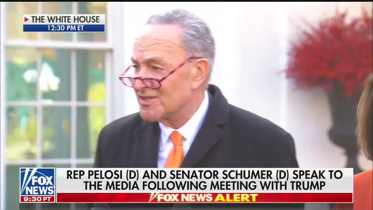 Senator Chuck Schumer after meeting with Trump: "The president made clear that he wants a shutdown."
"Americans know the wall is not the way to border security."