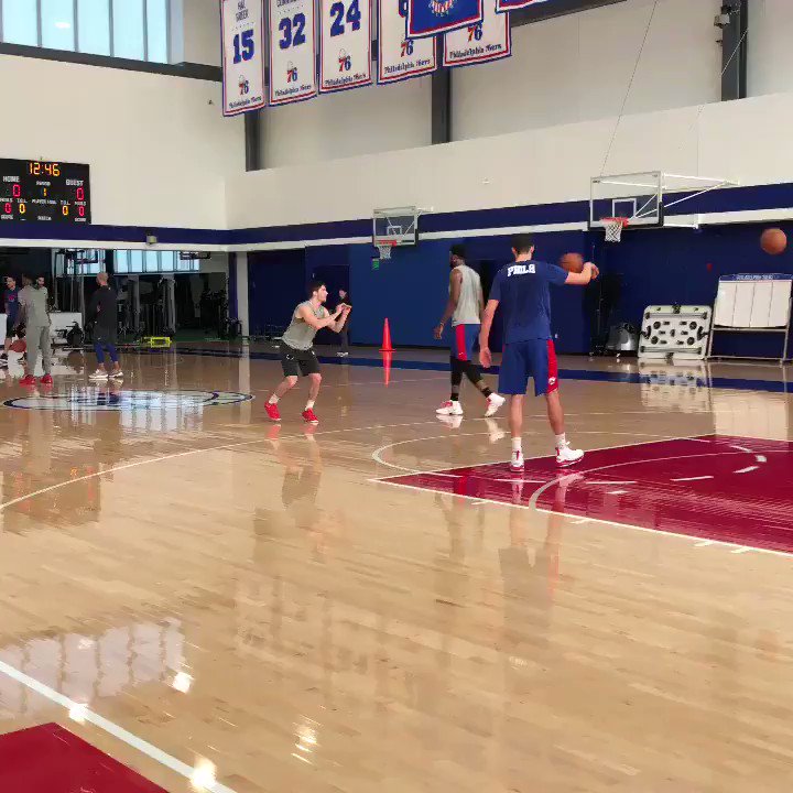 TJ McConnell from the top of the key. #SixersAllAccess