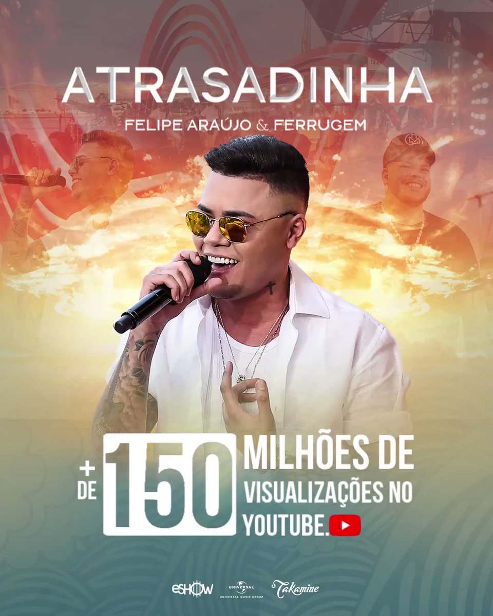 Vamos pular pra parte que eu falo que a #Atrasadinha está com mais de 150 milhões de views, no @youtube!!!! 💥💥💥 É felicidade que fala? Gratidão a Deus! E a vocês! 🙏🏾 😍 #FelipeAraújo #VamosPular #PorInteiro
