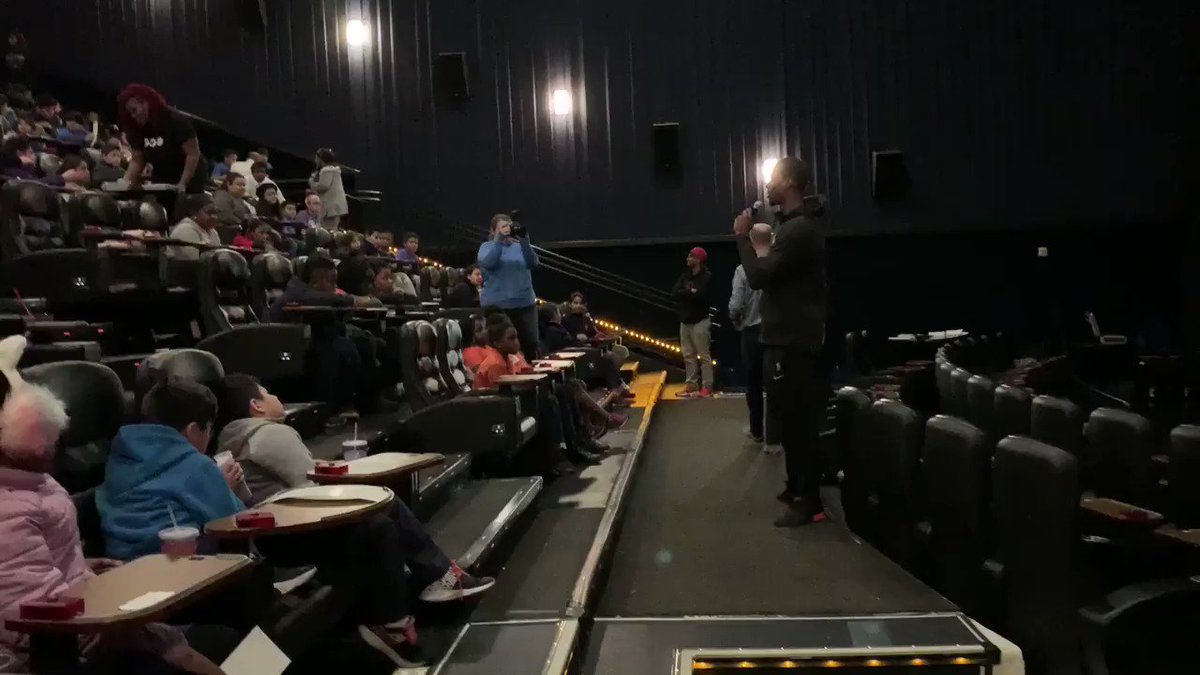 Meeting the kids! @hbarnes talking to the kids before the movie begins! #SeasonOfGiving 🍿 https://t.co/TLPJvu502i