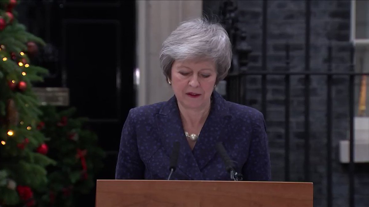 Britain's Theresa May says she will contest her leadership challenge and outlines the risks posed to the #Brexit process