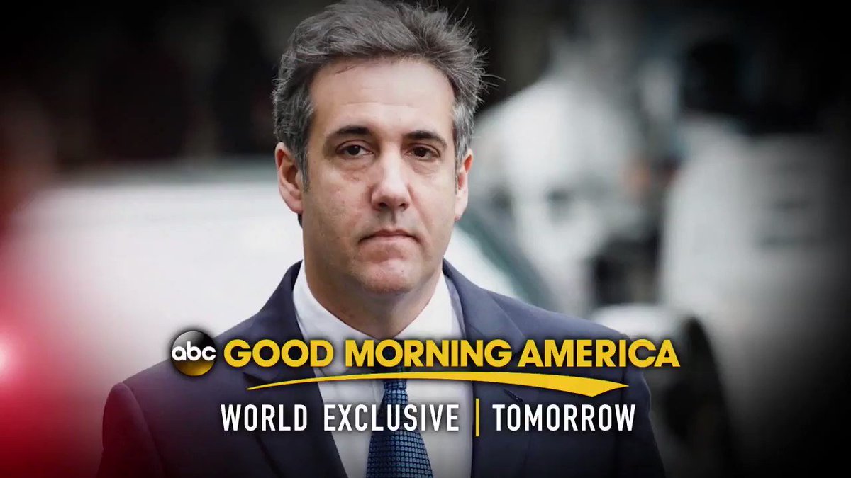 TOMORROW: AN @ABC EXCLUSIVE: Michael Cohen sits down with @GStephanopoulos, speaking out for the first time since being sentenced. What will he say? Watch the exclusive interview tomorrow only on @GMA.