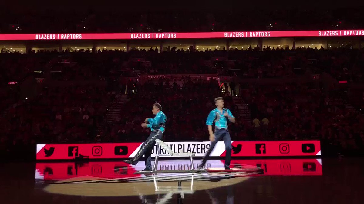 Anyone else's head spinning after watching this acrobatic @trailblazers halftime performance?
