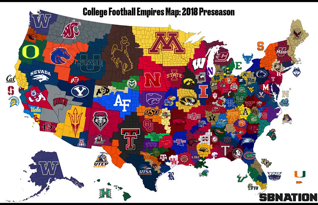 College Football Territory Map Over The Course Of The Year, Tracked College Football Wins And Losses With The Empires Map! Each Fbs Team Was Given A Territo... | Sb Nation | Scoopnest College Football Territory Map Over The Course Of The Year, Tracked College Football Wins And Losses With The Empires Map! Each Fbs Team Was Given A Territo... | Sb Nation | Scoopnest
